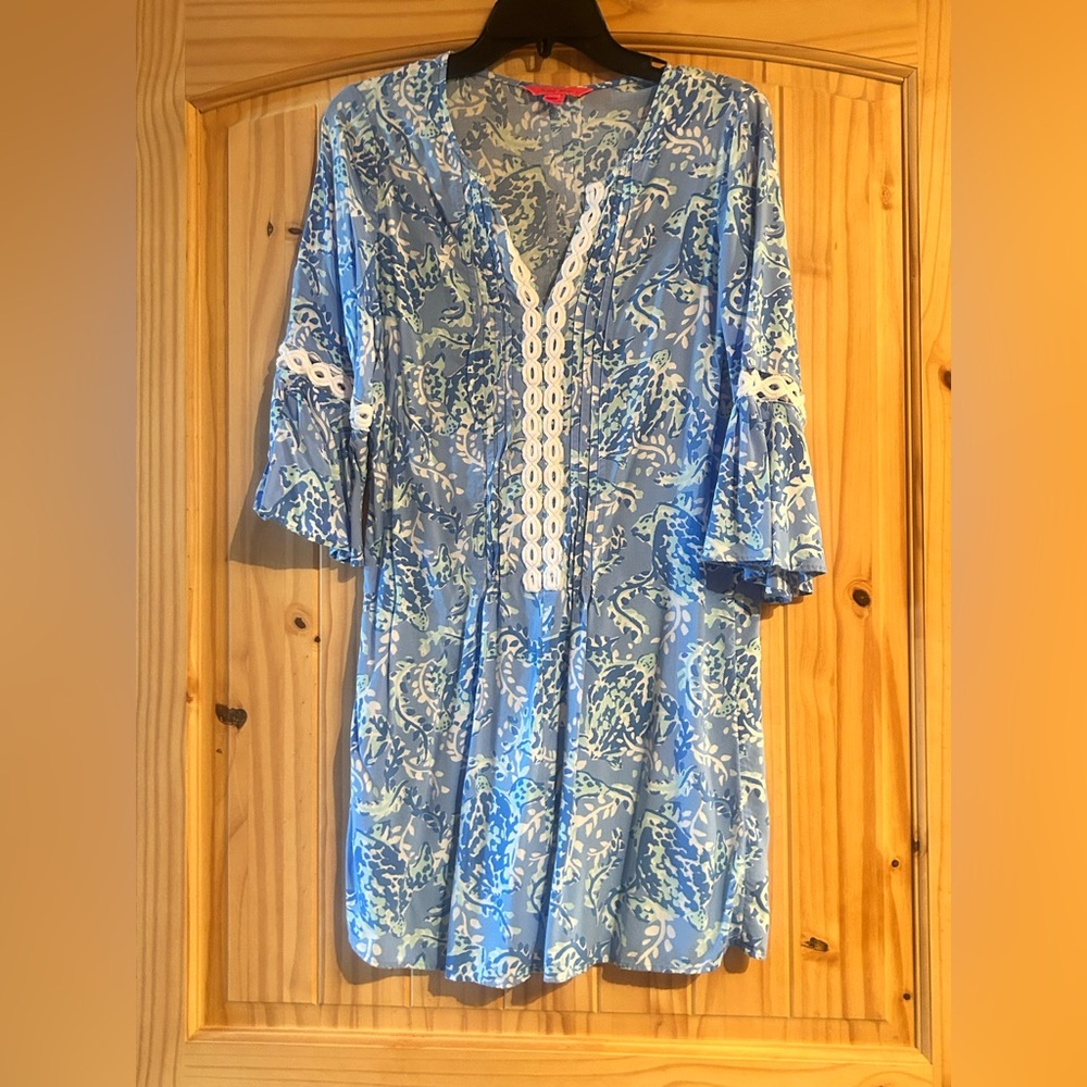 Lilly Pulitzer Hollie Tunic Dress Blue peri turtles - Picture 4 of 4